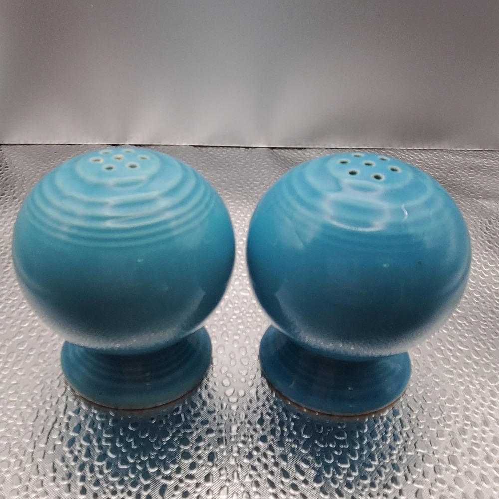 Fiesta Turquoise Salt and Pepper Shakers Set Fiestaware Ceramic Blue 2.25in - Picture 4 of 5
